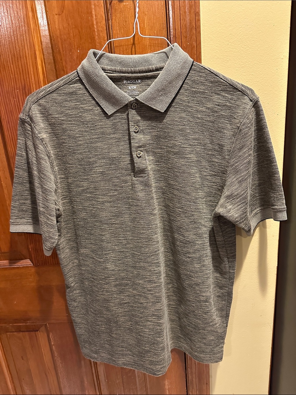 Haggar Men's Gray Tannish Color Marled Polo Shirt